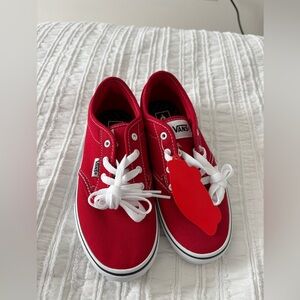 Vans Kids Red Canvas Sneakers with White Laces in Size 3